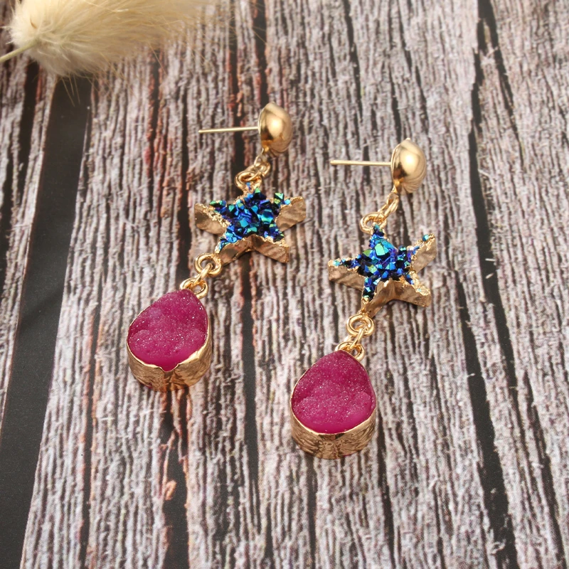 

Dayoff Boho Star Earrings Resin Earings For Women Jewelry Teardrop Earing Long Earrings Christmas Earings Gift E105