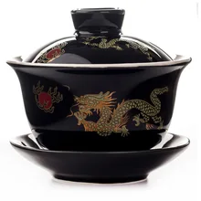Керамический чайный сервиз Gaiwan с красным драконом, чайный сервиз, фарфоровая чаша gai wan, чашка для чая кунг-фу, чайный набор с ручной росписью