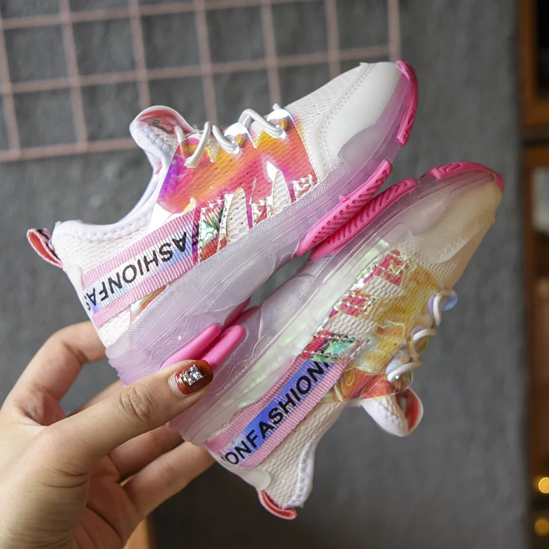

KissMud 2019 New Kids Autumn Casual Shoes Girls Fashion Pink Sneakers Boys Mesh Breathable Soft Brand Sports Running Shoes
