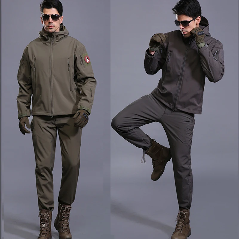 Outdoor Shark Skin Stalker Soft Shell Fleece Military Tactics Male Warm Combat Multi-purpose Waterproof Windproof Jacket 19color |