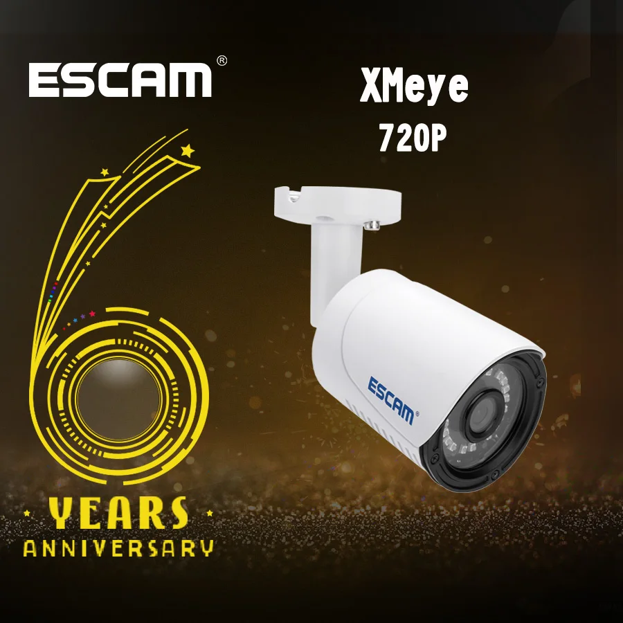 

Escam IP Camera QE07 HD 720P 1MP CMOS Outdoor Infrared Bullet Waterproof Day/Night Onvif P2P POE Surveillance CCTV Camera