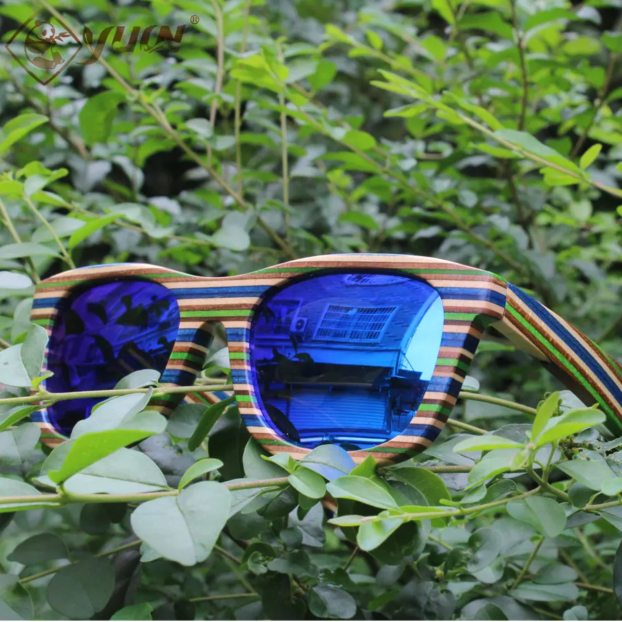 Real wild font b wooden b font sunglasses font b handmade b font colorful wood frame