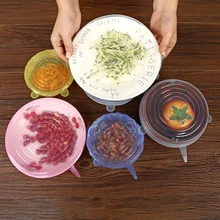 Растягивающиеся крышки для хранения пищи свежие многоразовые прочные и расширяемые силиконовые стрейч и уплотнительные Крышки Чаши крышки для контейнера 6 упаковок