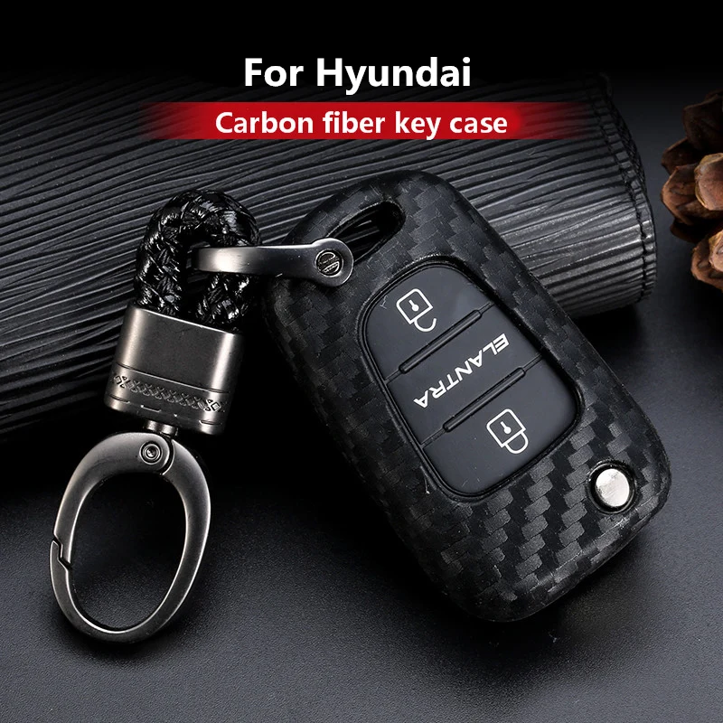 Чехол для ключей из углеродного волокна Kia K2 K5 Rio Ceed Cerato Sportage Hyundai i20 i30 i40 IX25 ix35 HB20