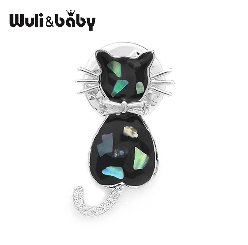 

Wuli&baby Rhinestone Enamel Cat Collar Pins For Women And Men Weddings Banquet Brooches New Year's Gifts