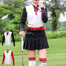 Pgm футболка для гольфа женские Лоскутные утягивающие Топы с длинным рукавом мягкая Спортивная теннисная рубашка Женская тренировочная одежда для гольфа D0491