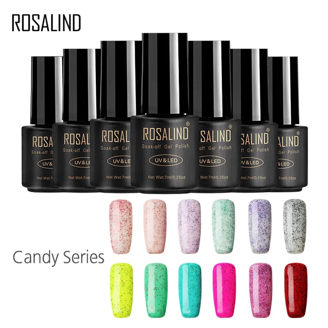 Best Price ROSALIND Gel 1S Long Lasting Bling Candy Color Gel Polish UV Nail Gel Polish Dark Purple Color Gel Nail Polish 3D Glitter Nail