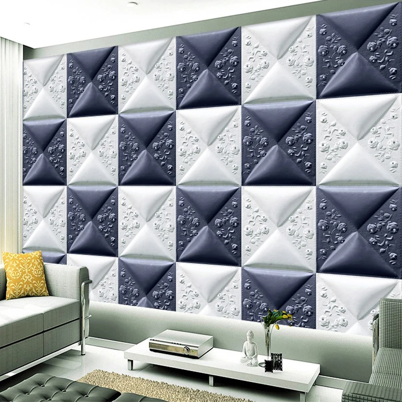 

Custom Wallpaper Murals 3D Stereoscopic Imitation Leather Soft Pack Mural Living Room TV Backdrop Wall Papers Home Decor Modern