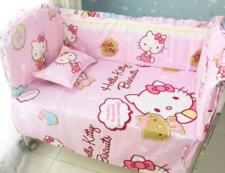 

Promotion! 6PCS Cartoon Baby nursery bedding sets Baby crib bumper.Baby Set.100% cotton ,include(bumper+sheet+pillow cover)