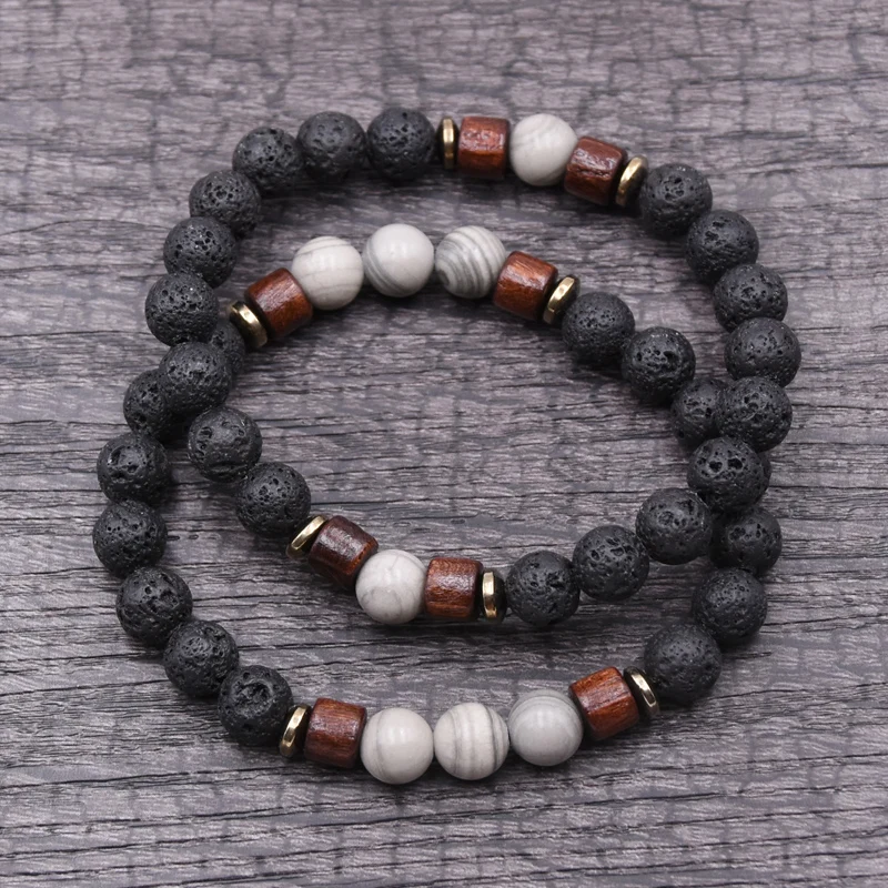 Couple bracelet set natural Stone bracelet/beads/lava/homme/fashion/bangles Bracelet Men Wooden bead mala bracelets Accessorie J