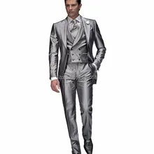 Высокое качество светло-серый свадебный смокинг лучший мужской свадебный костюм утренний Стиль Формальные костюмы(пиджак+ брюки+ жилет+ галстук