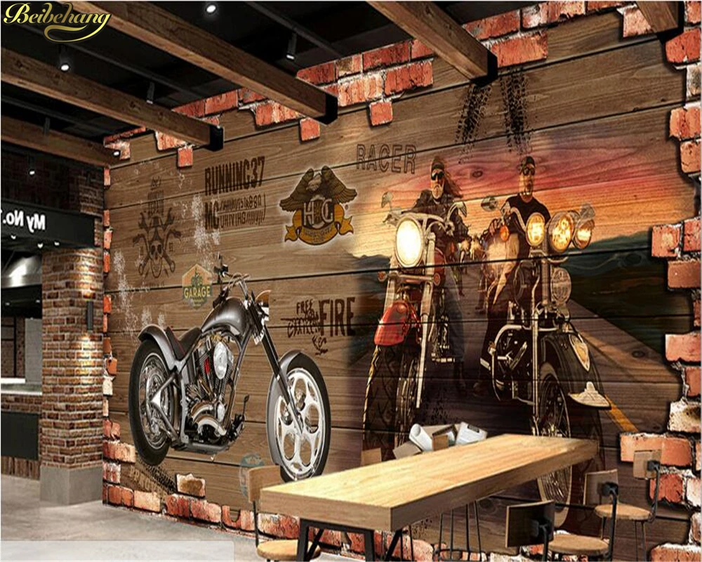 

beibehang Custom photo wallpaper wall murals wall stickers retro motorbike nostalgic brick wall background decoration wall