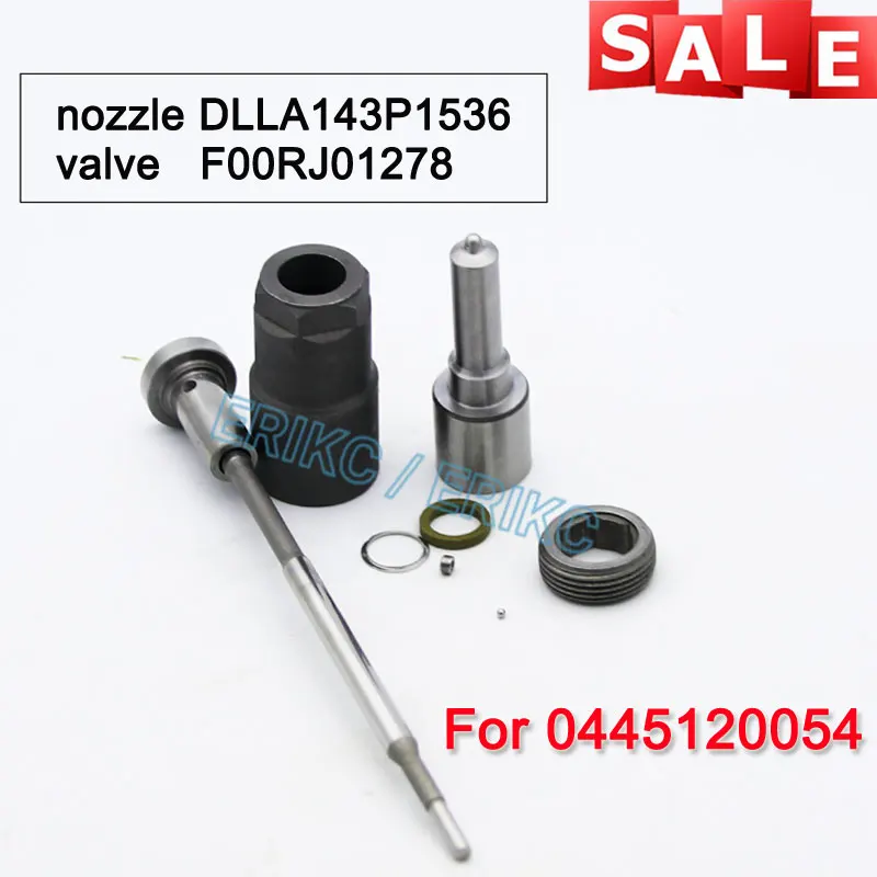 ERIKC 0445120054 0986435545 Diesel Fuel Injector Overhaul Repair Parts Nozzle DLLA143P1536 Valve F00RJ01278 For Bosch CASE IVECO |