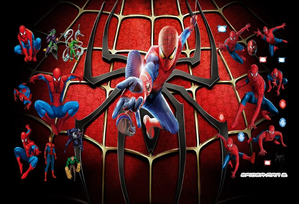 

7x5FT Spiderman Spider Man Web Super Hero Custom Photo Studio Backdrop Background Vinyl 220cm x 150cm