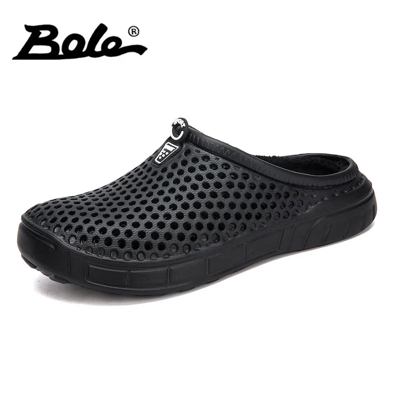 

BOLE Large Size 36-45 Men Winter Slipper Plush Warm High Quality Men Flat Sneakers Shoes Plush Fur Light Weight Men Slippers