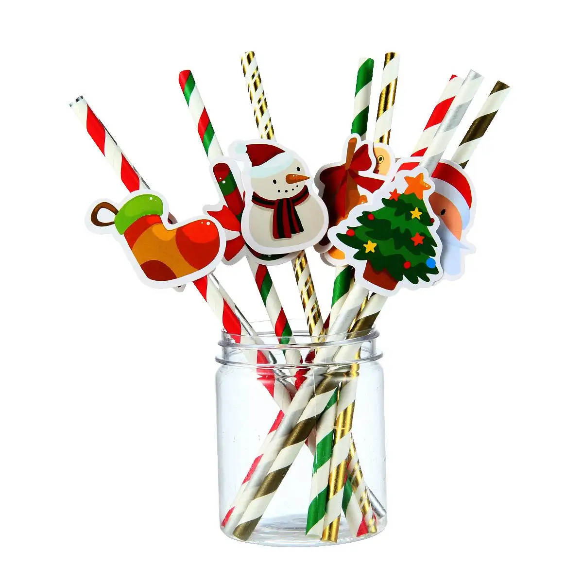 

10pcs Christmas Disposable Paper Straws Creative Christmas Theme Party Drinking Straws XMAS Tree Snown kids Party supplies