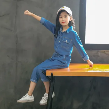 

2pcs Blue Girls Shirts & Girls Jeans Clothing Set Girl Denim Outerwear Pants for 4 6 8 10 12 Year Old 2020 Kid Clothes 185007