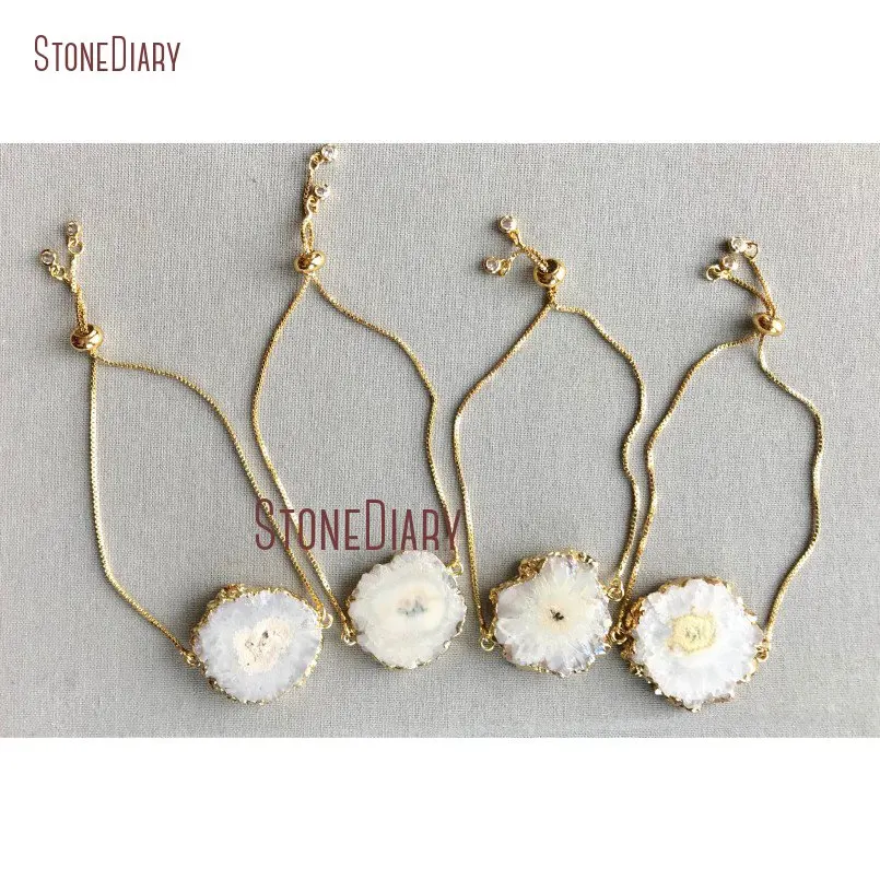 20180319-BM11274-Solar Druzy Quartz Bracelet White Stalactite Bracelet Druzy Gold Bracelet Adjustable Gold Quartz Solar Minimalist Bracelet Boho Cuff Gift_4