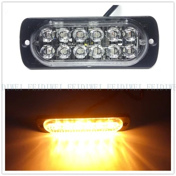 

08012 12LED Warning Lights 6W for SUV Trucks with LED Chips DC 12-24V Yellow Color Car Vehicle Lights Ultrathin model