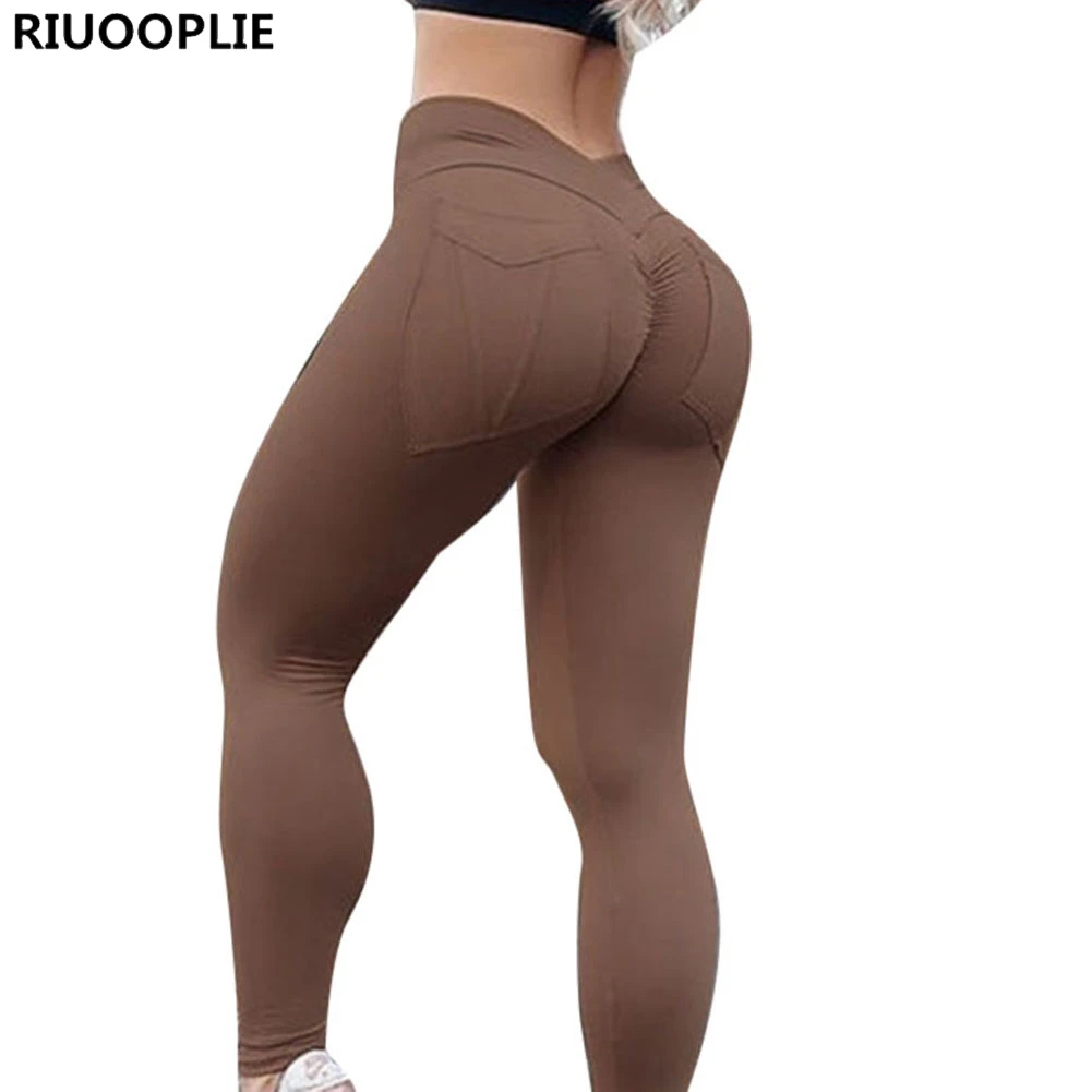 RIUOOPLIE женские спортивные модные леггинсы пуш-ап эластичный с высокой талией, для фитнеса сексуальные брюки