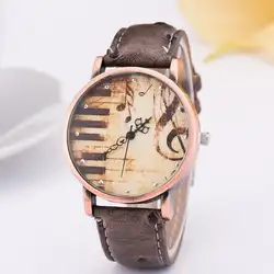 Reloj Mujer новые женские часы модные музыкальные ноты женские часы повседневные Винтажные Унисекс кожаные кварцевые наручные часы горячая