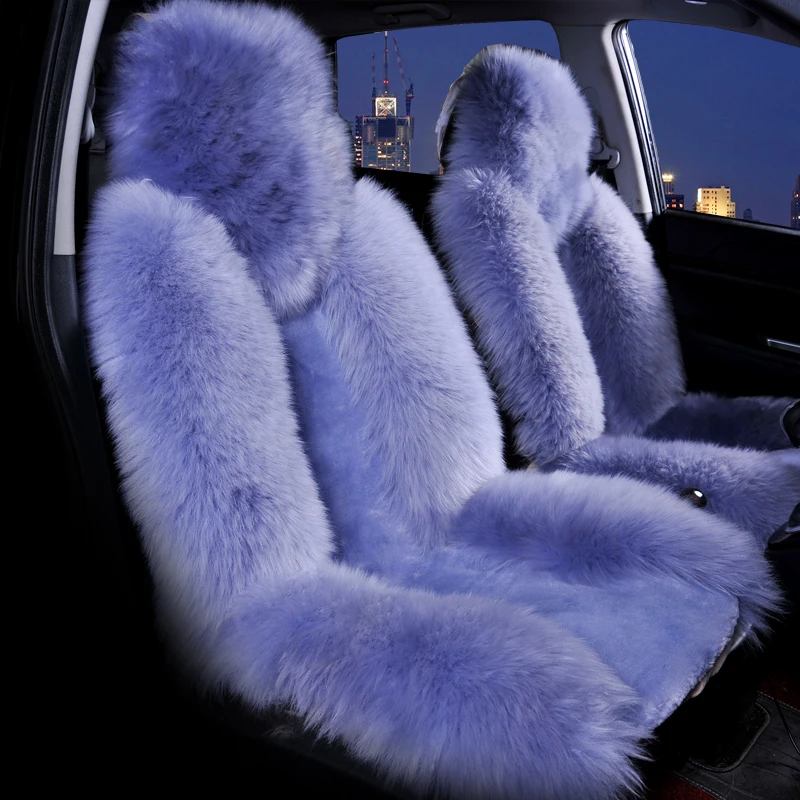 Wool Car Seat Cover Winter Warm Plush Car Wool Cushion Natural Fur Australian Sheepskin Auto Woo Seats Cover Fur Accessories