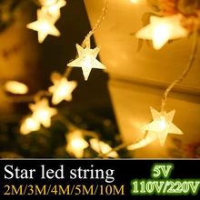 3xAA светодиодный светильник со звездами, новинка, Сказочная лампа, 2 м, 3 м, 5 м, 10 м, рождественское свадебное украшение, 5 В/110 В/220 В