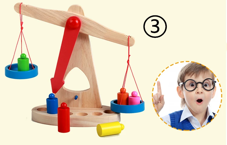 2019 Обучающие Развивающие Детские деревянные игрушки деревянные весы Взвешивание бобовые весы Раннее Обучение мальчики девочки игрушки