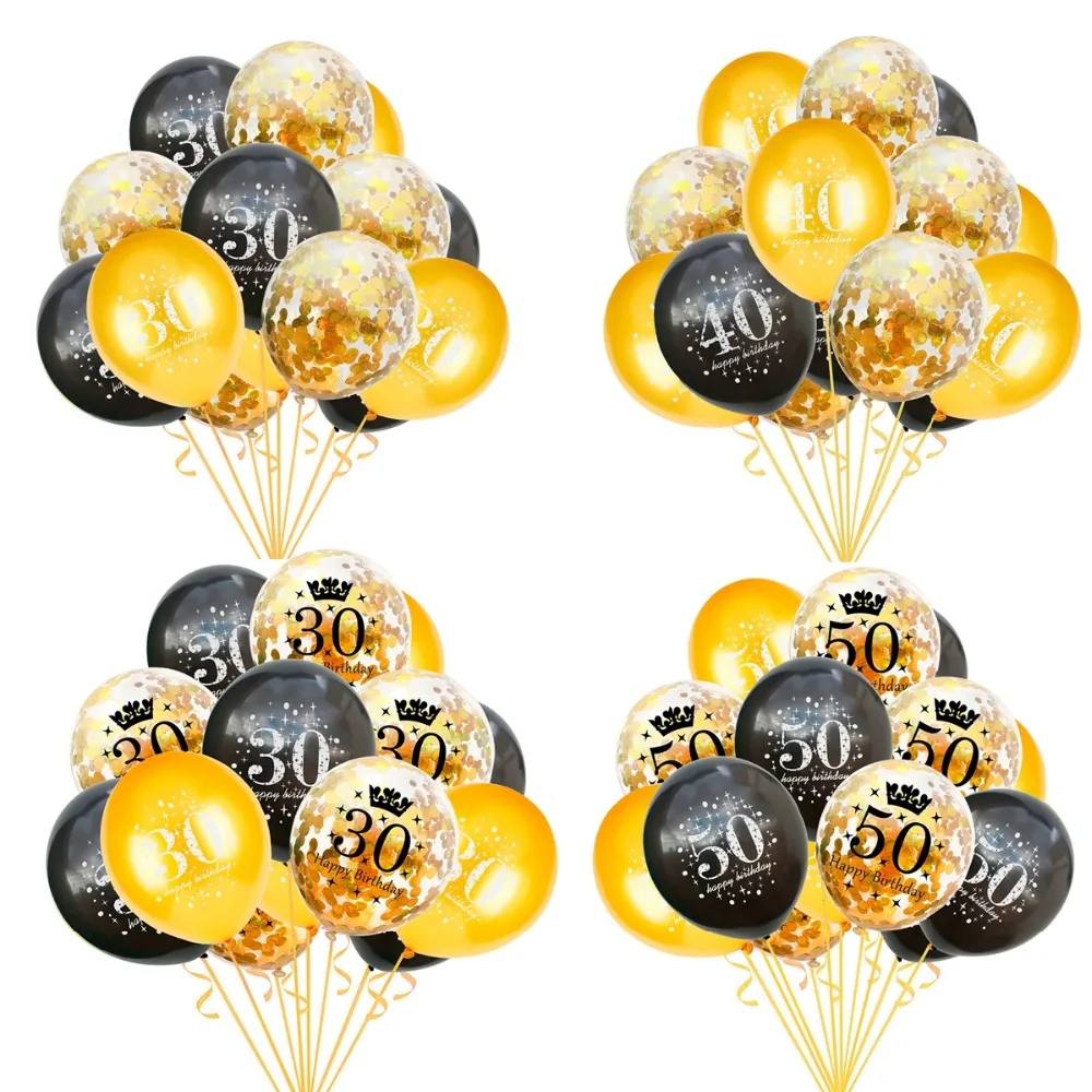 Huiran 15 шт. шары на день рождения 30 40 50 украшения на день рождения 30th 40th 50th Декор на день рождения Юбилей шары
