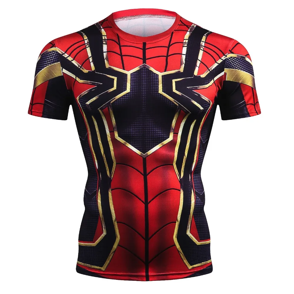 Новинка, летняя футболка с 3D принтом "Мстители Марвел", "Железный человек", Мужская компрессионная модная мужская футболка с коротким рукавом, модная одежда для фитнеса
