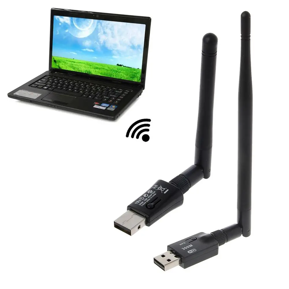 Мини USB Wifi адаптер 300 Мбит/с 2 дБ 5 антенна сетевая Lan Карта ПК Wi Fi приемник