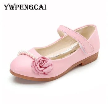 

Size 26-36 Kids Beading Flowers Princess Shoes For Girl Spring Autumn Flat Moccasins Soft PU Leather Girls Shoes #9CK0536