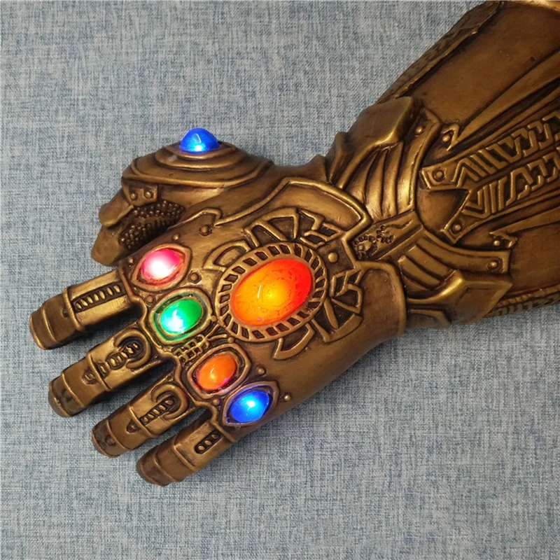 Светодиодный светильник Thanos Infinity Gauntlet Мстители Бесконечность войны косплей светодиодный перчатки ПВХ/латекс фигурка модель игрушки Хэллоуин реквизит