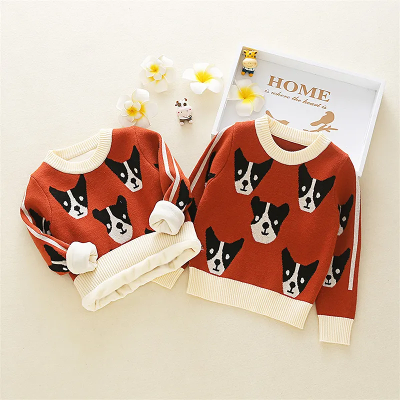 

Christmas Sweater for Kids Boy Teenager Autumn Winter Knitted Pullover Kids Cute Dog Print Sweater Casual Full Sleever Print Top