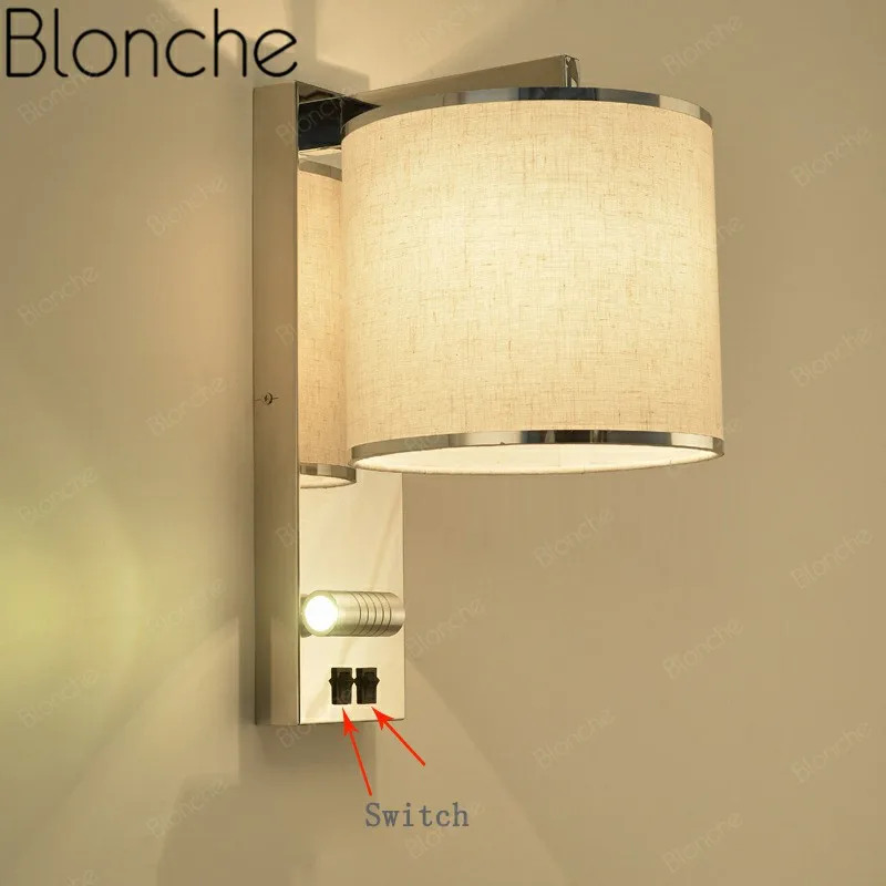 Nordic Metal Wall Sconce Lamp Cloth Art Wall Light for Bedside Bedroom