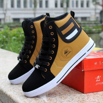 

2020 Spring Autumn Fashion Men Shoes Man Hip-hop High Help Shoes Lace-Up Casual Leather Boots Comfortable Adult Men's Shoes W46