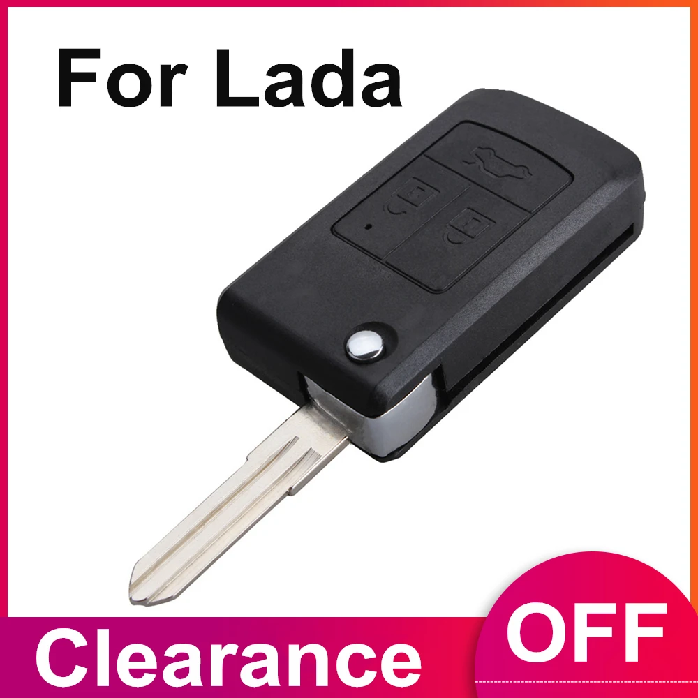 

3 Buttons Modified Uncut Flip Folding Car Blank Key Shell Modify Flip Folding Remote Car Key Replacement Case FOB Shell For Lada