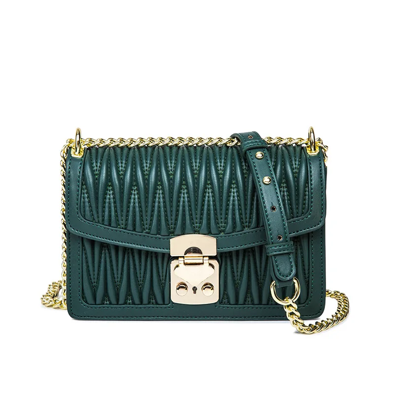 Sophine модная Роскошная брендовая стильная женская сумка из натуральной овечьей кожи, женская сумка, модные сумки-мессенджеры с клапаном - Цвет: Зеленый