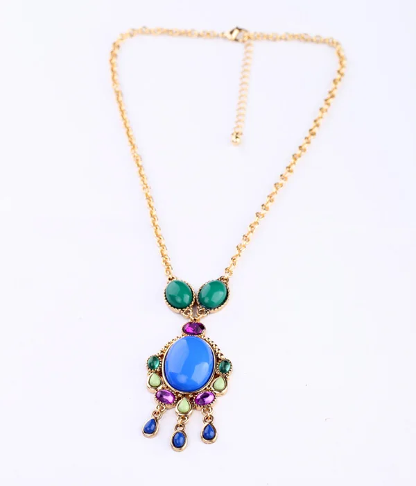 

Multicolor Imitation Gemstone Pendant Necklace Fashion Indian Jewelry Cheap Women Necklace Accessory wholesale