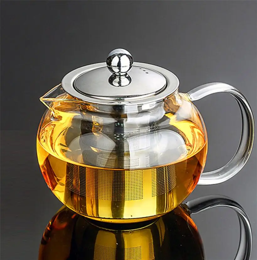 Glass Teapot Heat Resistant Tea pot with Stainless Steel Tea Infuser Clear  Tea Kettle Home Coffee Flower Tea Glass Bottle - AliExpress