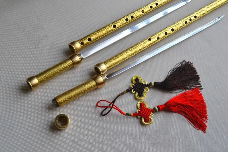 Латунная металлическая флейта+ меч C Ключ Тай Чи Бодибилдинг меч Flauta боевые искусства меч флейта поперечная флейта оружие самообороны