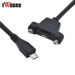 100 шт. Micro USB 2,0 разъем Micro USB 2,0 Женский удлинитель 30 см 50 см с винты монтажа в панель отверстие