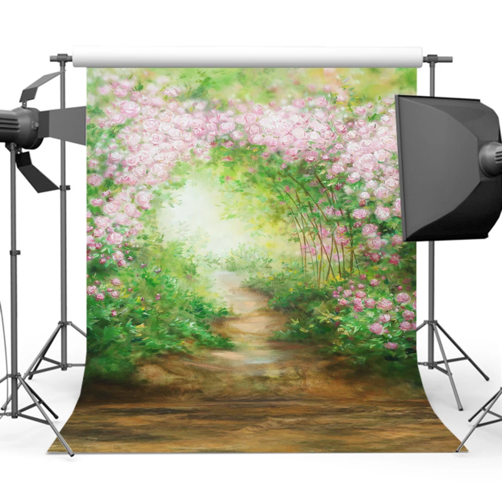 Oil painting Flower Backdrop Photography Children Green Background for Photographers Studio Computer Printed portrait old master |