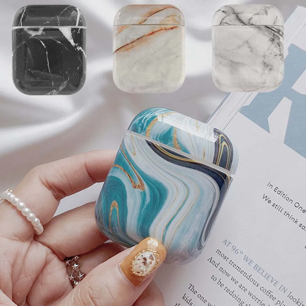 

Luxury Marble Earphone Case for Airpods PC Protective Cover with Reserve Charging Hole for Airpods Charging Box