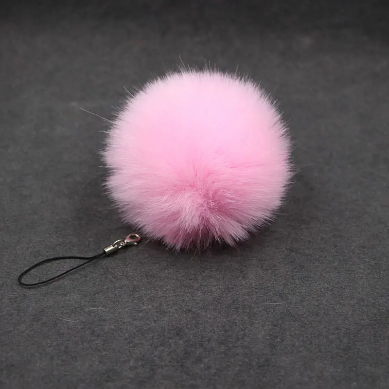 

ISINYEE 8cm Fluffy Pom Pom Keychain For Women Bags Mobile Phone Fashion Faux Rabbit Fur Pompom Key Chains Jewelry Accessories