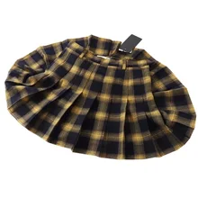 Осень зима Модные Ретро Винтажные желтые хлопковые клетчатые школьные плиссированные женские Мини Короткие юбки для женщин