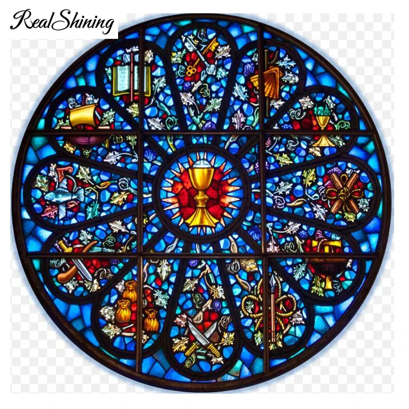 

Full Square/round Drill 5d diy diamond painting Stained rose window eucharist Diamond Embroidery mosaic Rhinestones decor FS3815