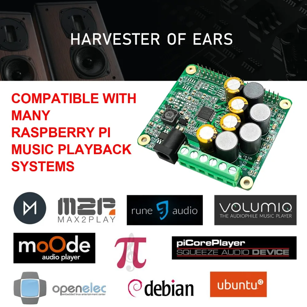 RPI HiFi AMP HAT 25 Вт усилитель мощности класса D TAS5713 Аудио Звуковая карта Плата