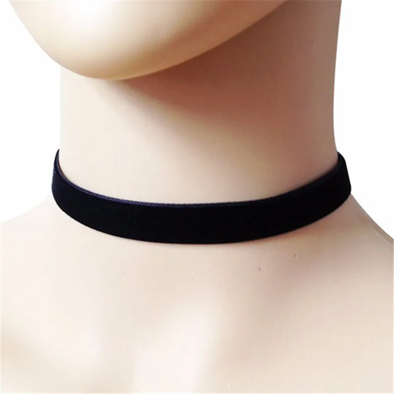 2pcs New Fashion Eueropean Style Black Velvet Choker Necklace Two Size10MM 20MM Hairpin Burlesque Gothic Plain Ribbon Necklaces