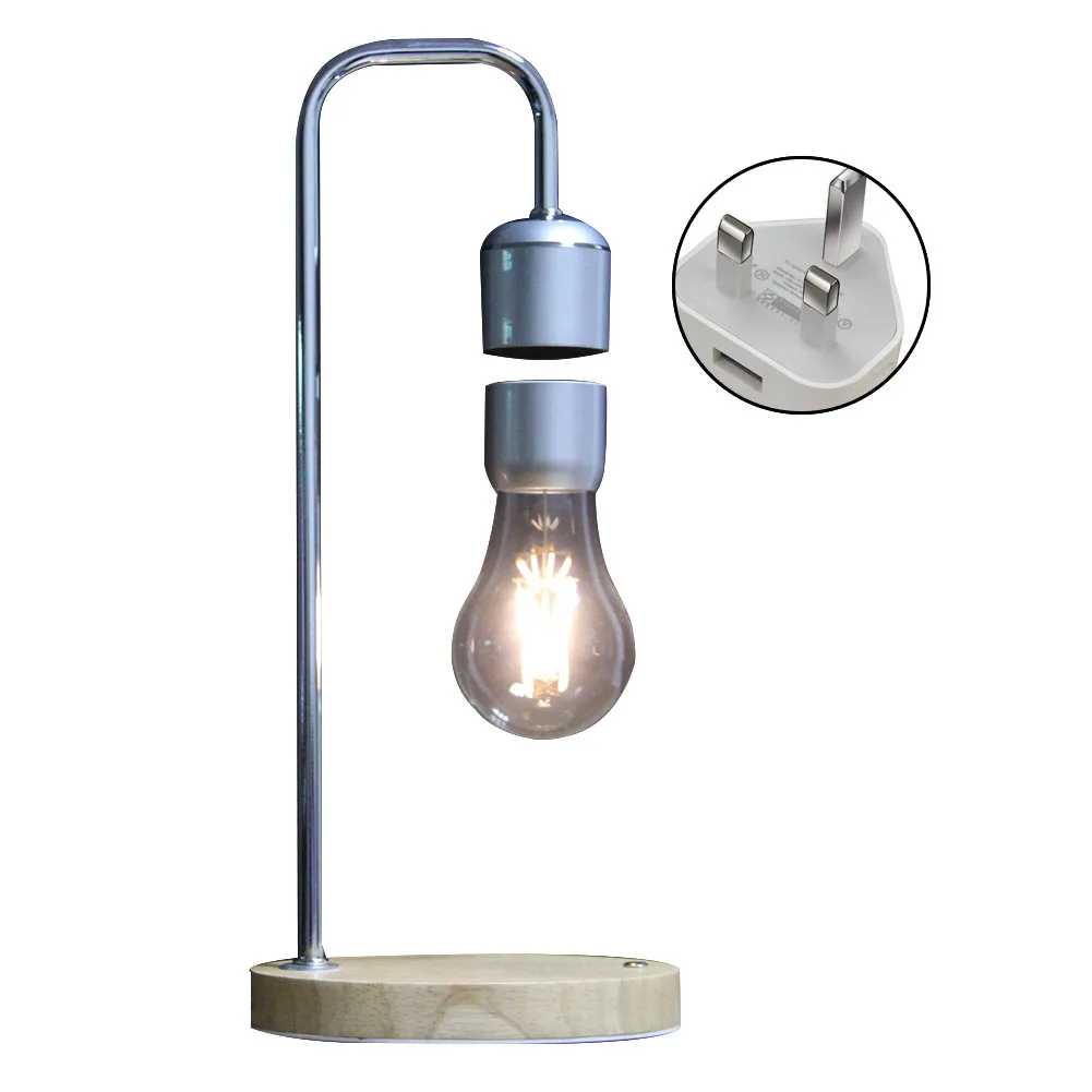 

Desk Lamp Night Light Table Bent Pipe Tech Toys Office Floating Bulb Magnetic Levitation Gifts Led Decor Wood Home Bedroom